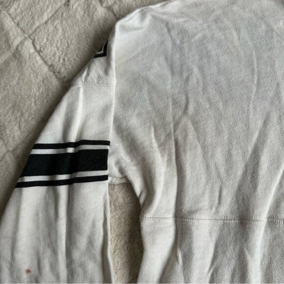 Victoria's Secret PINK | FLAWED White & Black Varsity Crew Sweater | Size Medium - Picture 8 of 12
